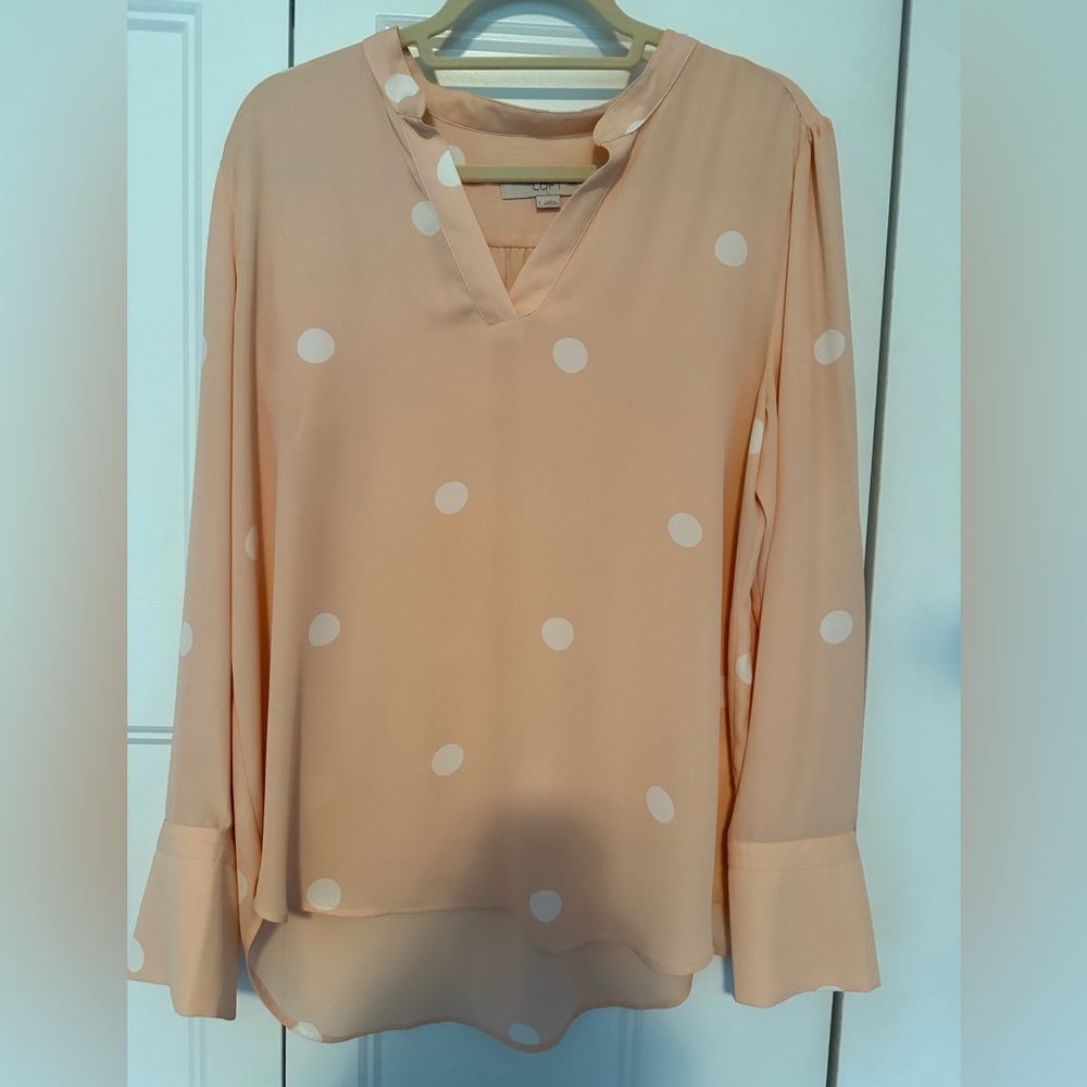 LOFT Pink Polka Dot Blouse